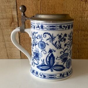 Vintage German Porcelain Kobalt Blue Onion Beer Stein~Highly Collectible
